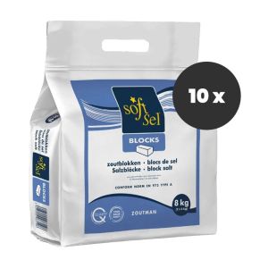 Soft-Sel Zoutblokken onthardingszout 10 zakken x 8kg (80kg) Vooraanzicht